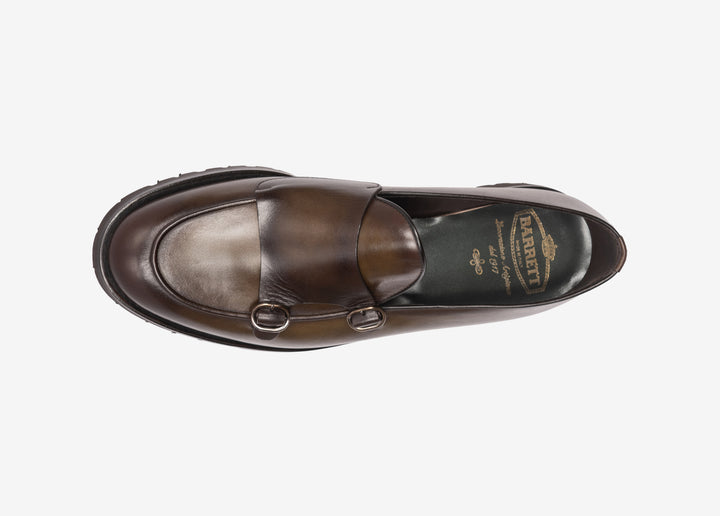 Doppia fibbia in vitello anticato verde