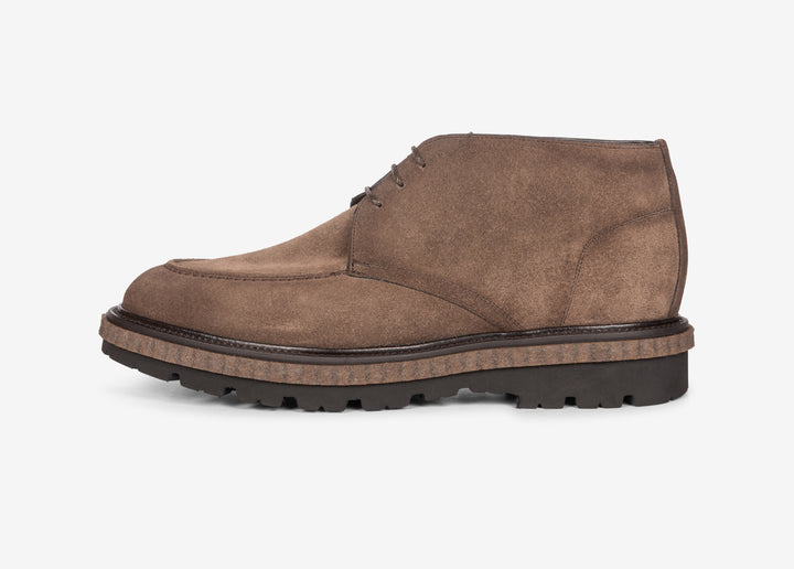 Bottine à lacets en suede beige