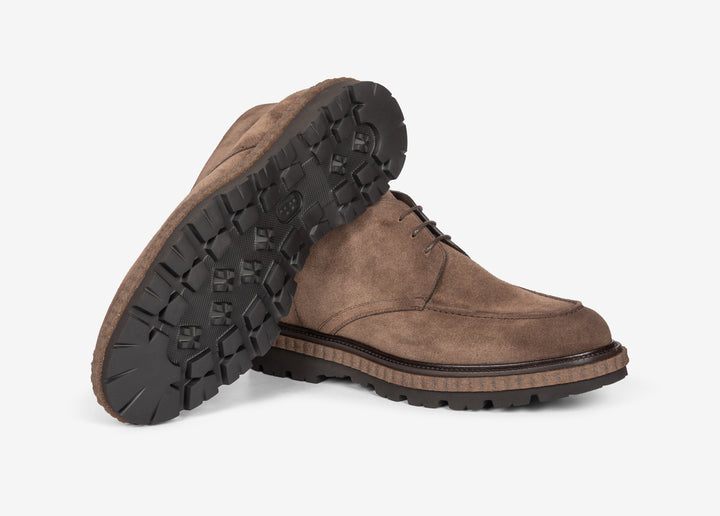 Bottine à lacets en suede beige