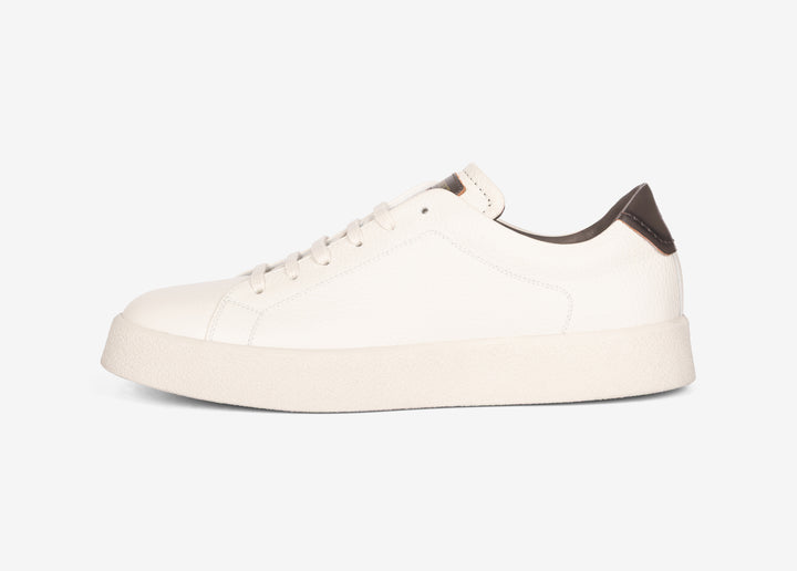 Sneaker in vitello martellato bianco sporco