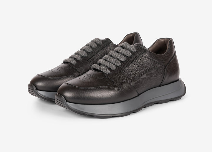 Running sneaker in vitello bottalato nero