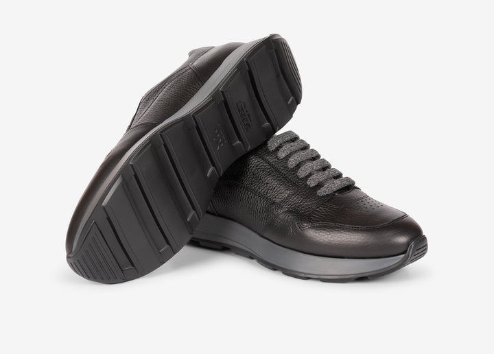 Running sneaker in vitello bottalato nero