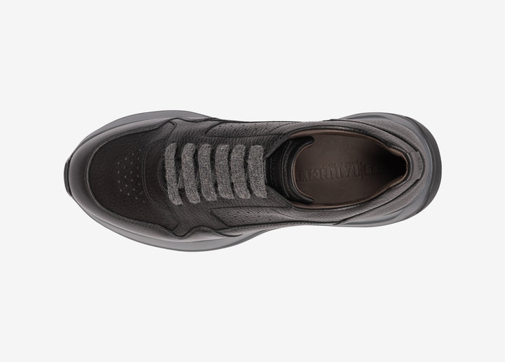 Running sneaker in vitello bottalato nero