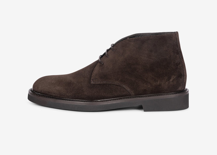 Stivaletto stringato in suede testa di moro