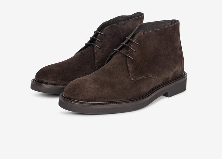 Stivaletto stringato in suede testa di moro