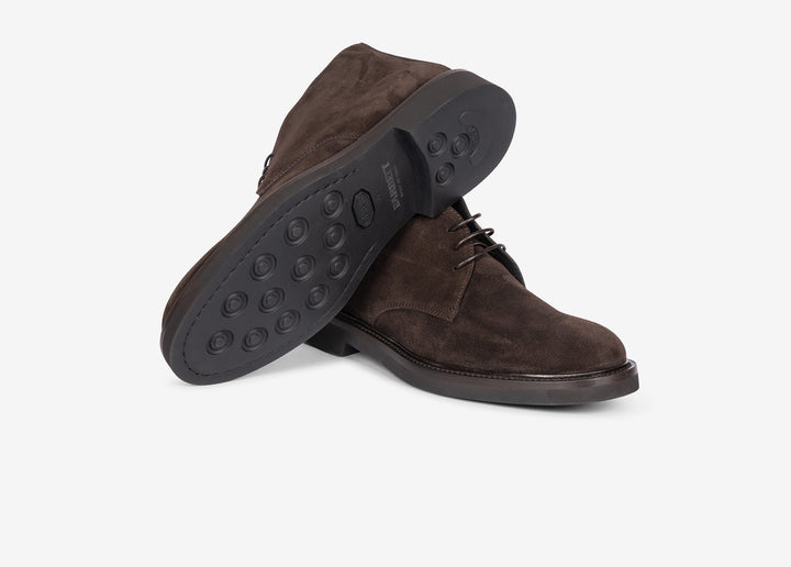 Stivaletto stringato in suede testa di moro
