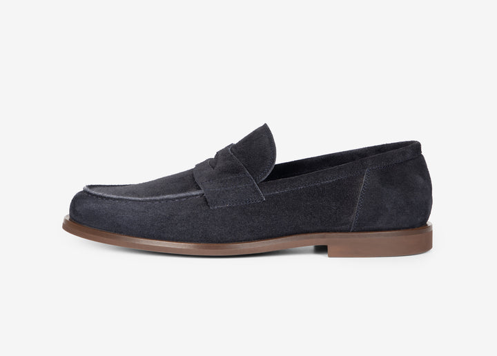 Mocassino college in suede blu