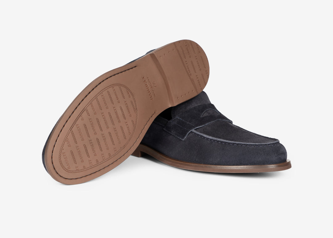 Mocassino college in suede blu