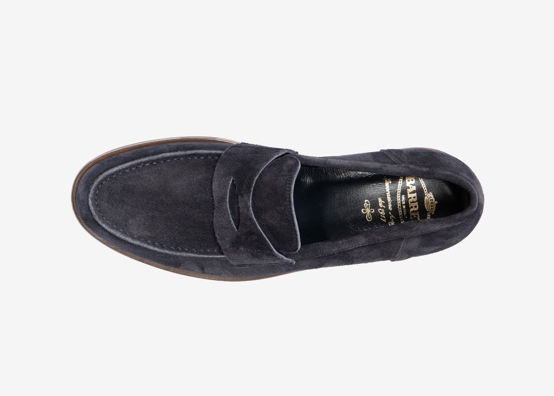 Mocassino college in suede blu
