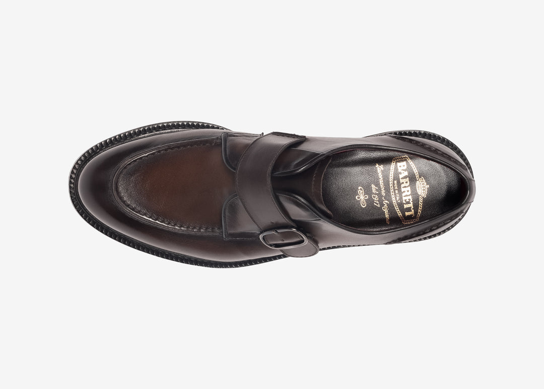 Brown mono buckle in hand-aged leather