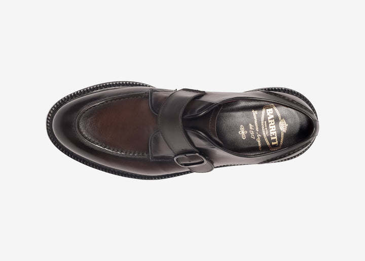 Brown mono buckle in hand-aged leather