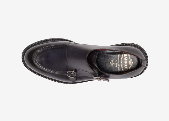 Navy double buckle in hand-aged leather