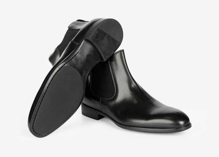 Black calfskin beatle boot