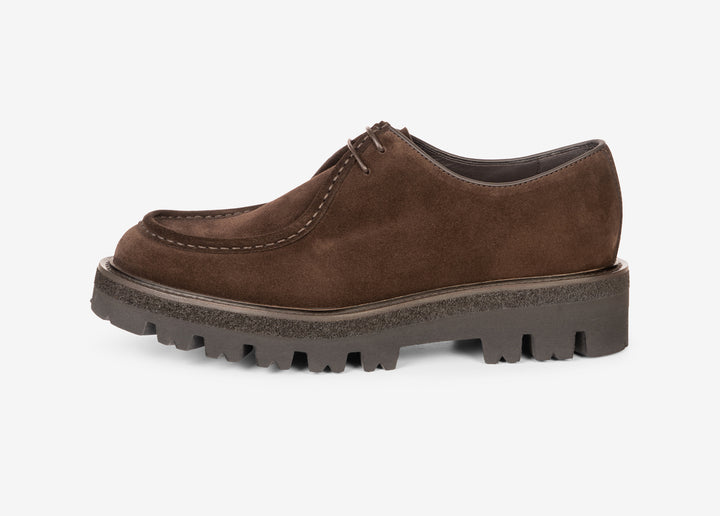 Derby in suede testa di moro