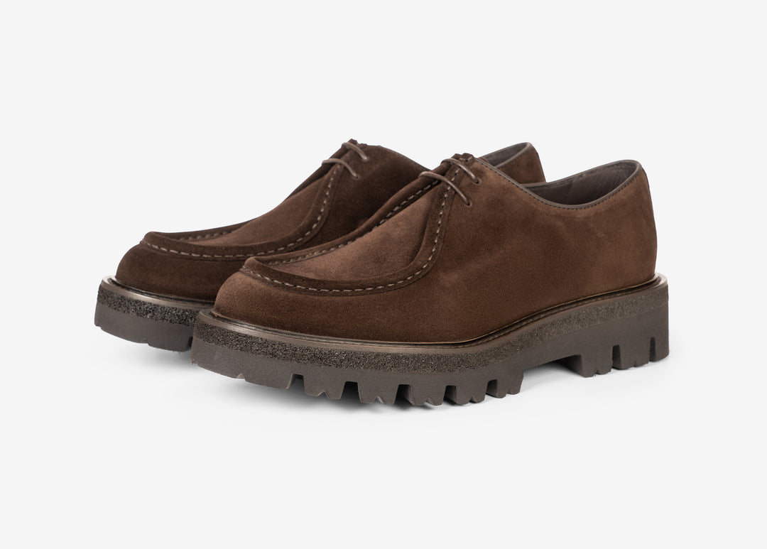 Derby in suede testa di moro