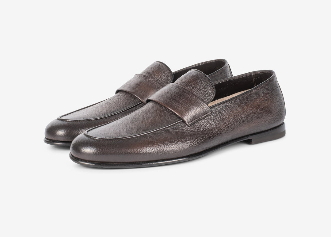 Mocassin marron en cuir foulonné