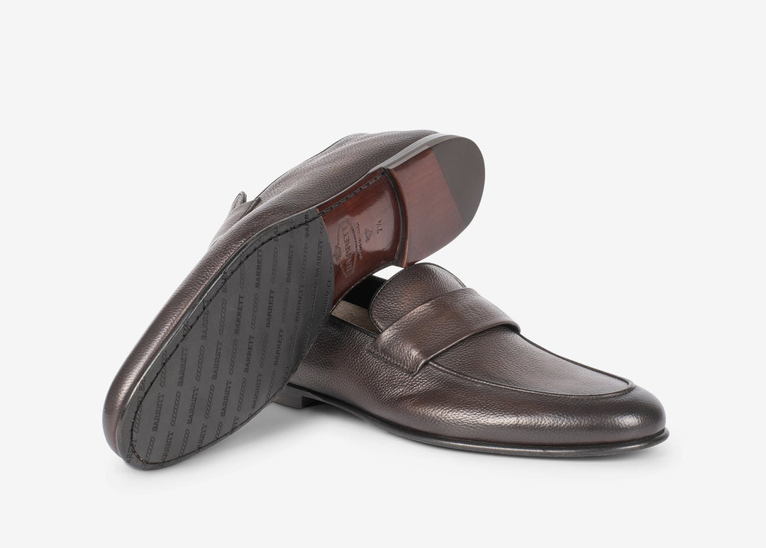 Mocassin marron en cuir foulonné