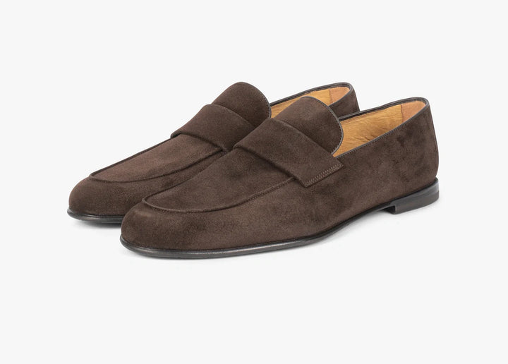 Brown loafer with band detail in suede
