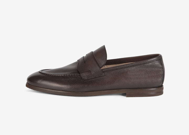 Mocassin en cuir foulonné vieilli à la main marron