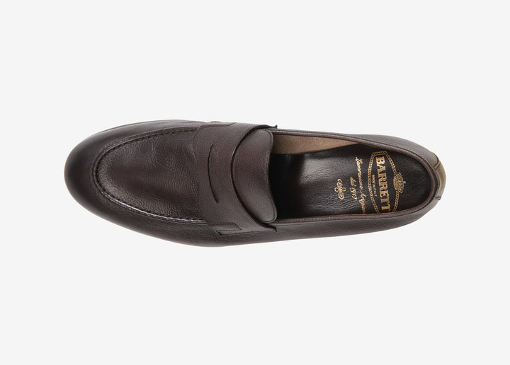 Brown hand-aged loafer in bottalato leather