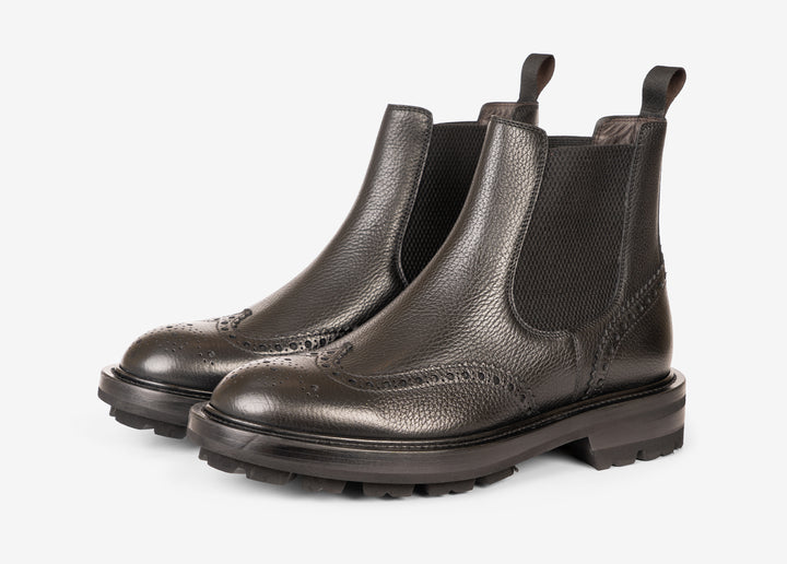 Bottine en cuir de veau avec details brogue