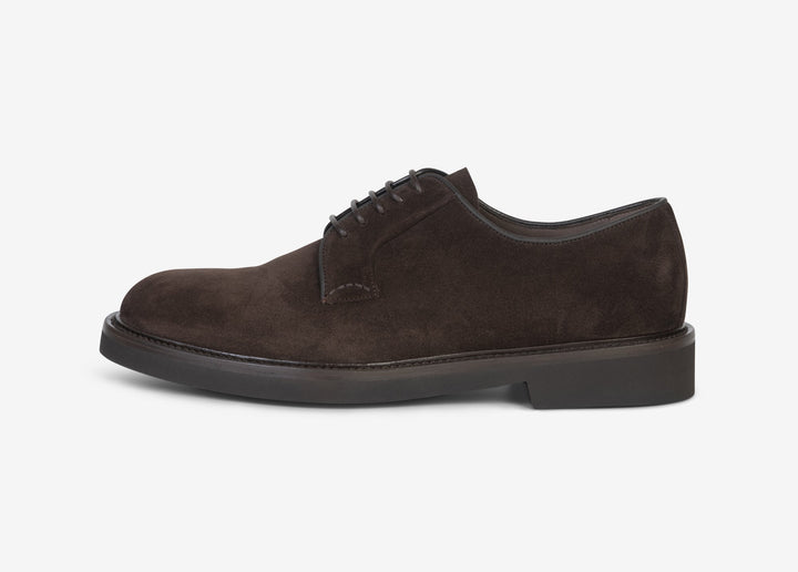 Derby in suede testa di moro