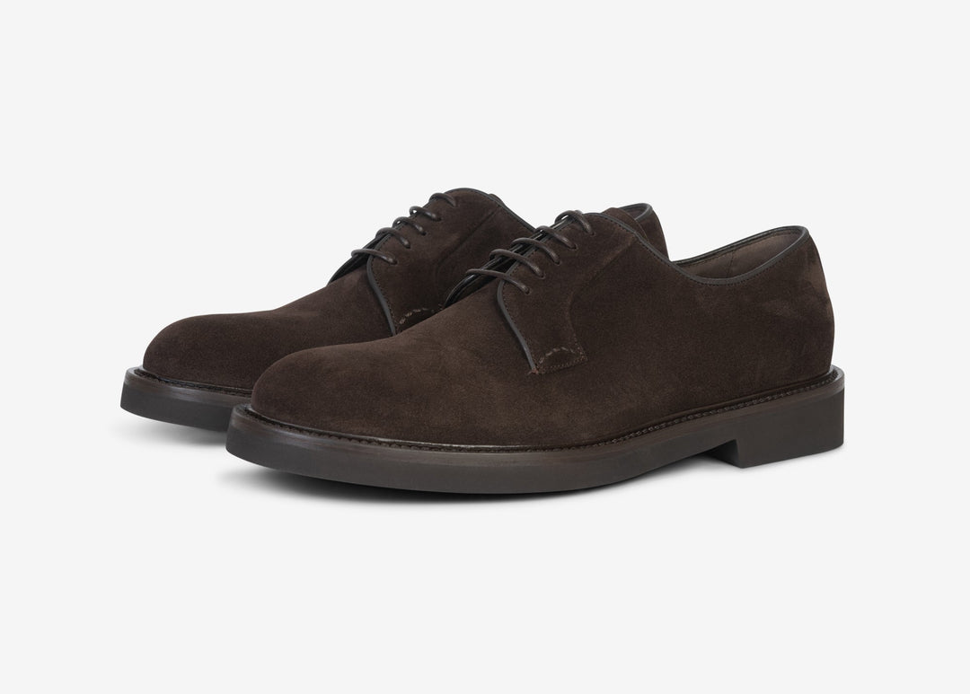 Derby in suede testa di moro