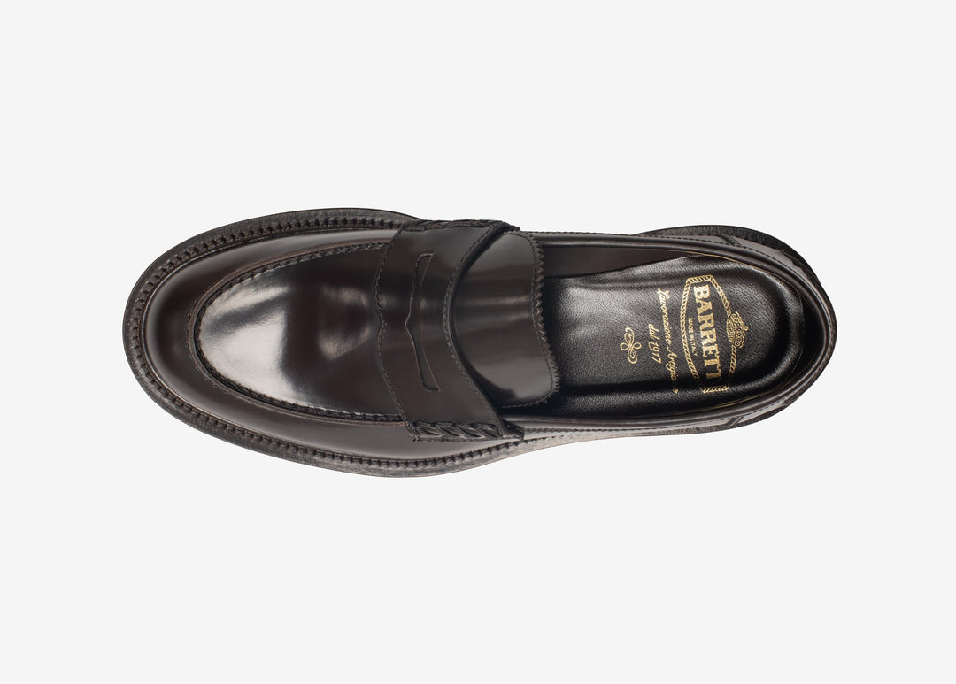 Brown loafer in brushed leather