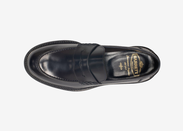 Blue college loafer in brushed leather