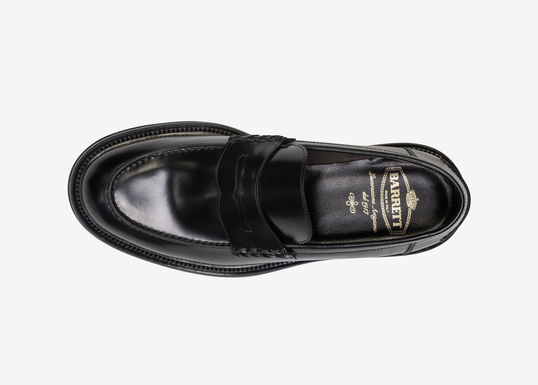 Black loafer in brushed leather