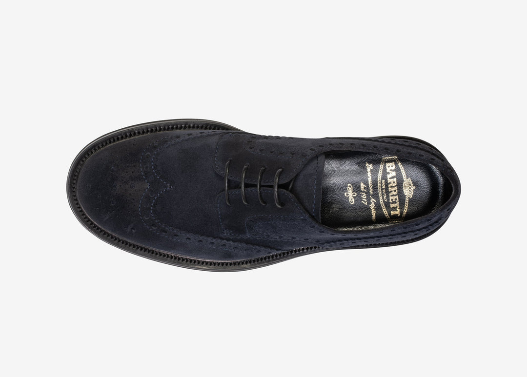 Brogue Derby shoe in suede in blue