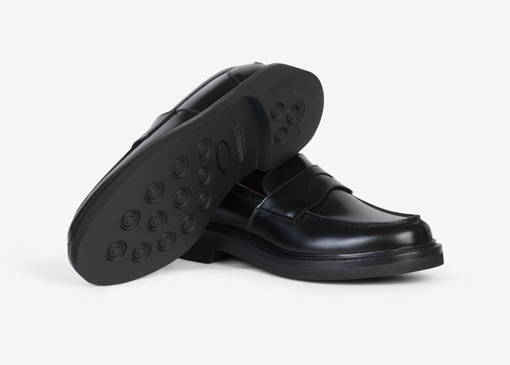 Black loafer in brushed leather 