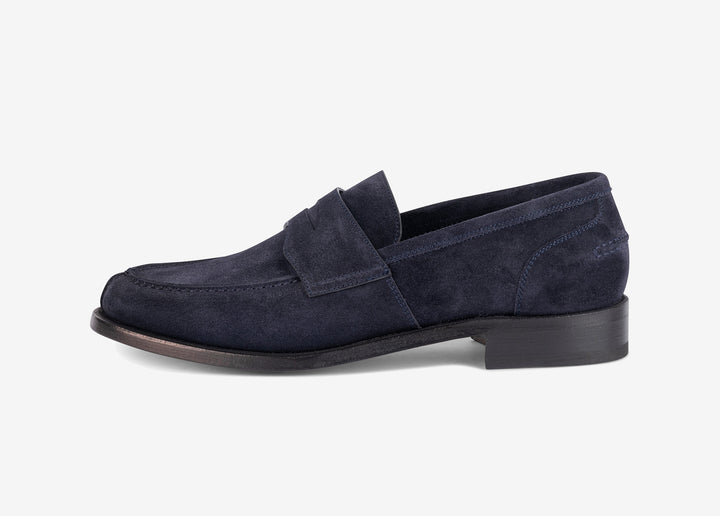 Blue college loafer in suede