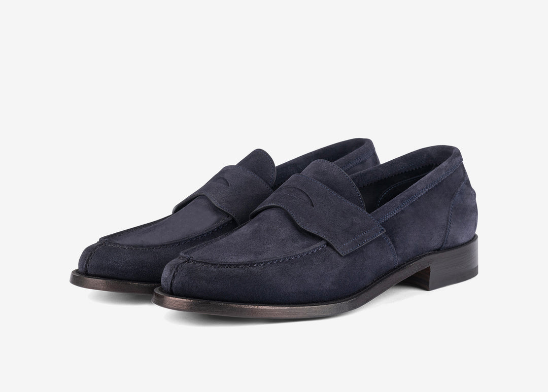 Blue college loafer in suede