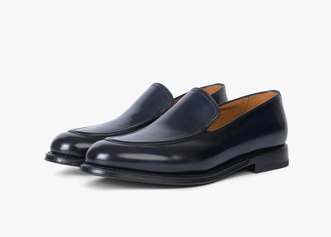 Blue loafer in hand-aged leather