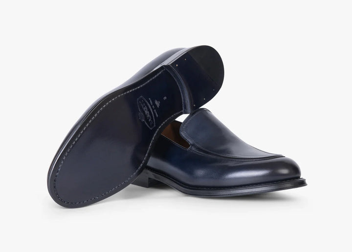 Blue loafer in hand-aged leather