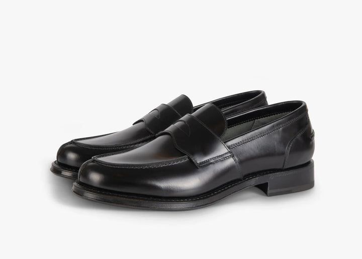 Black college loafer in brushed leather