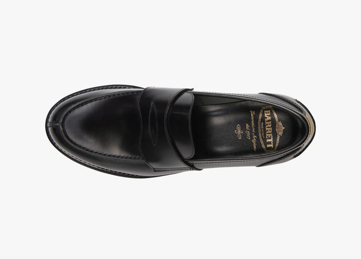 Black college loafer in brushed leather