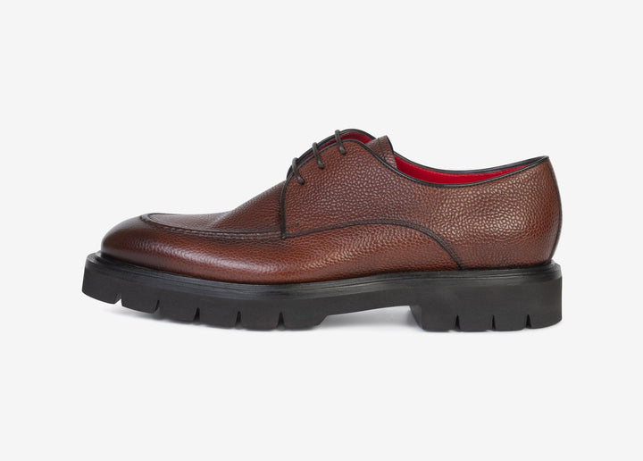 Brown thumbled leather Derby 