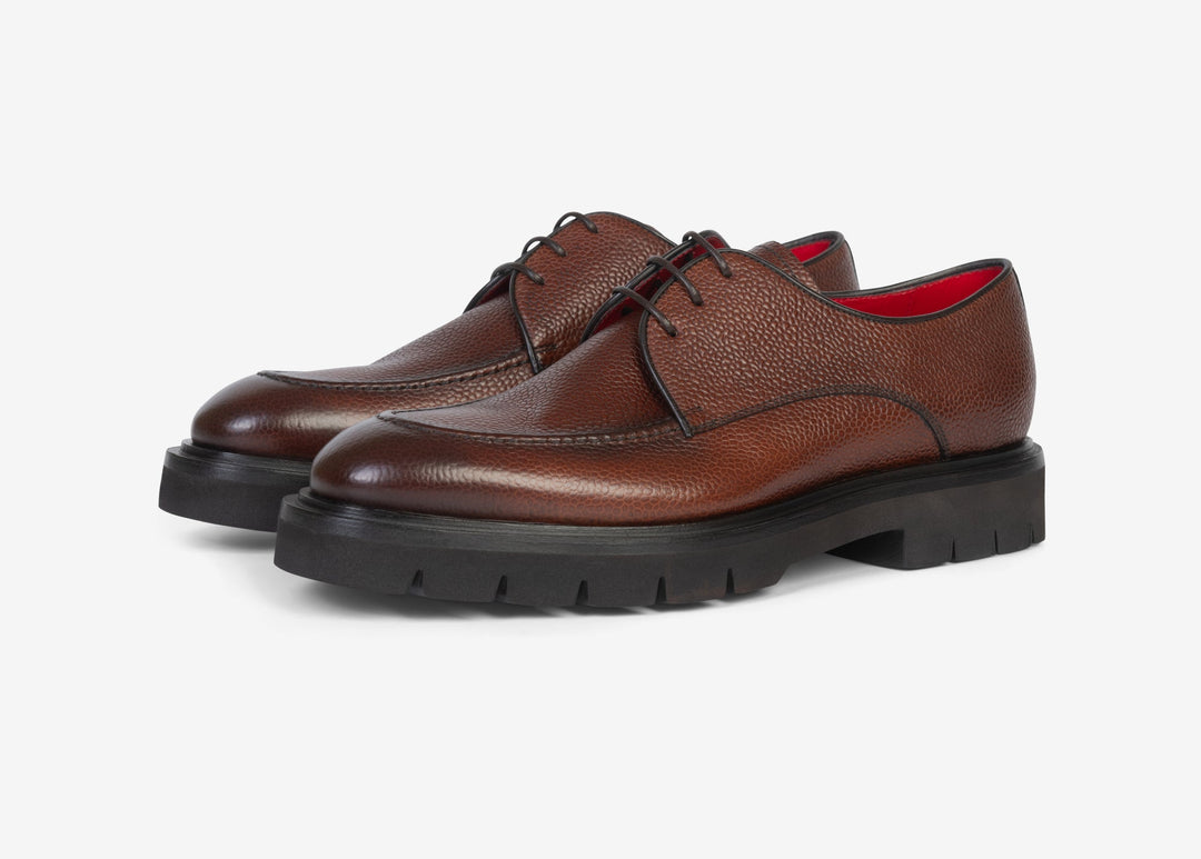 Brown thumbled leather Derby 