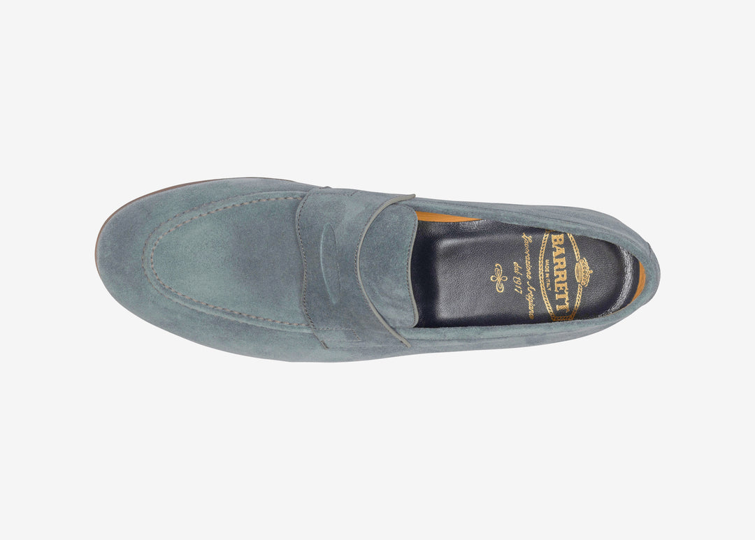 Grey suede loafer with band detail