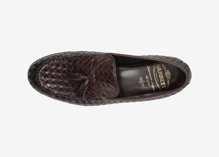 Mocassino con nappine intrecciato marrone