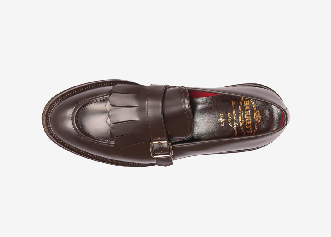 Mocassin à frange et boucle en cuir vieilli à la main
