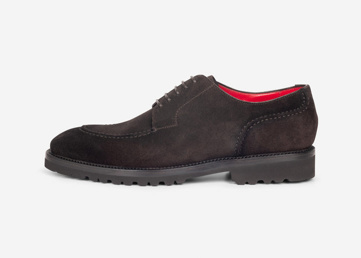 Derby in suede testa di moro
