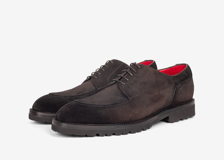 Derby in suede testa di moro