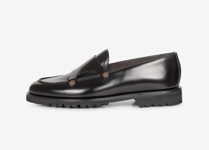 Mocassin en cuir de veau brossé noir