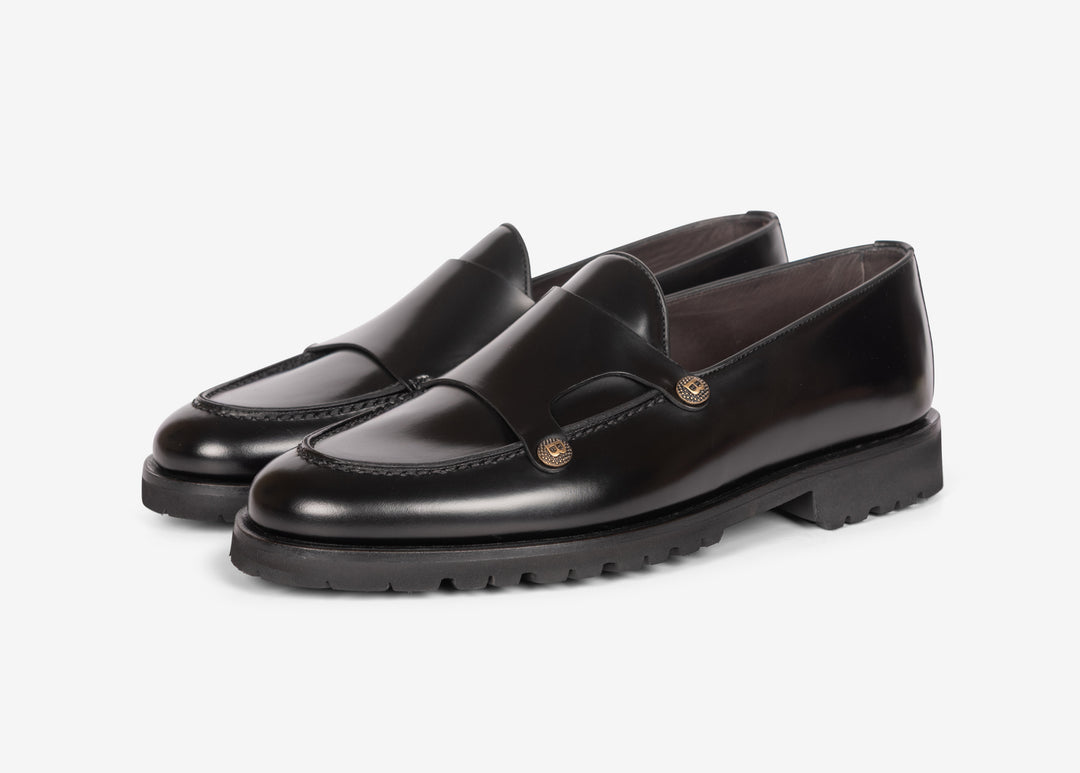 Mocassin en cuir de veau brossé noir