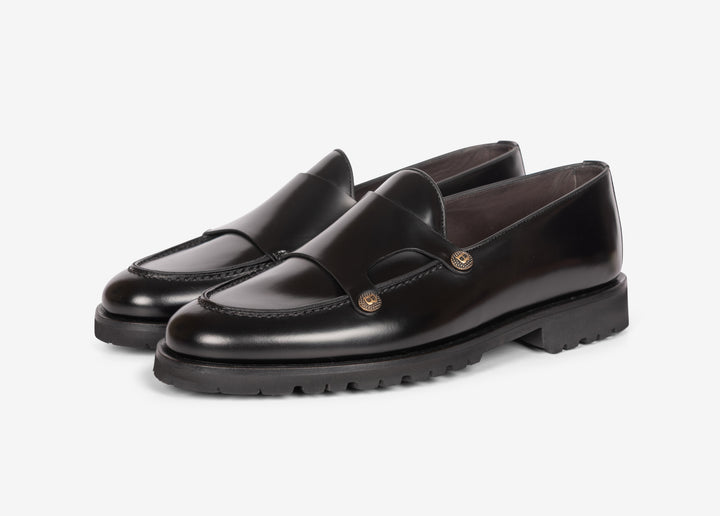 Mocassin en cuir de veau brossé noir