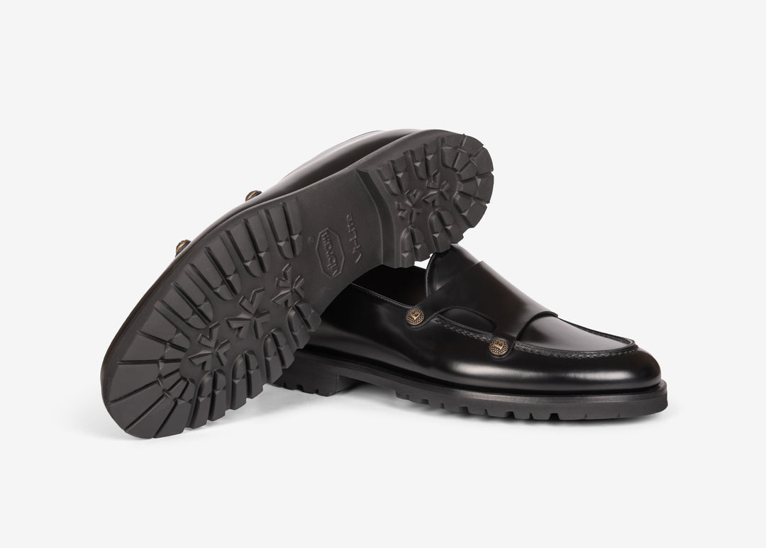 Mocassin en cuir de veau brossé noir