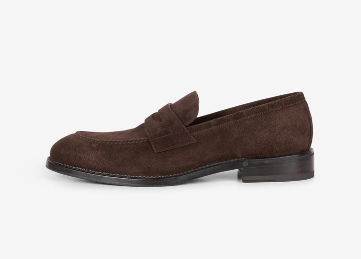 Mocassino con fascetta in suede testa di moro